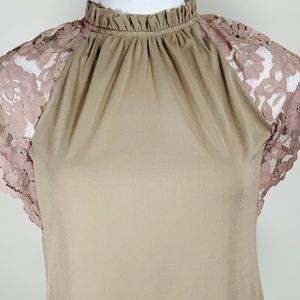 Worthington Short lace-sleeve blouse! NWT!